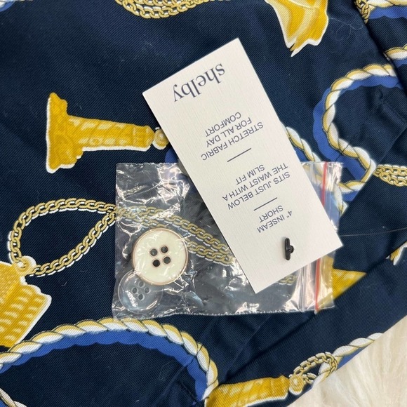 NWT CROWN AND IVY Shelby Navy and Gold Scalloped Sail Rope Print Shorts Size 8 - Picture 7 of 7